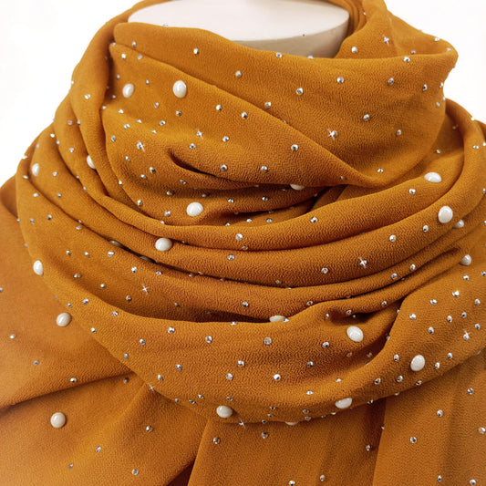 SCARF EMBELISHED CARAMEL MACCHIATO