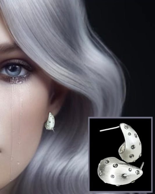 Crystal Studded Tear Drop Earrings