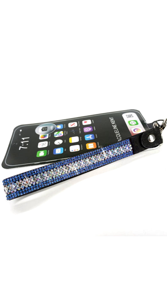 Crystal Wrist Lanyard for Phones & Tumblers - Light Blue Cross