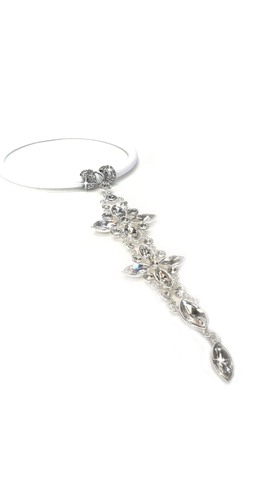 Silver Chain Flower Necklace - White