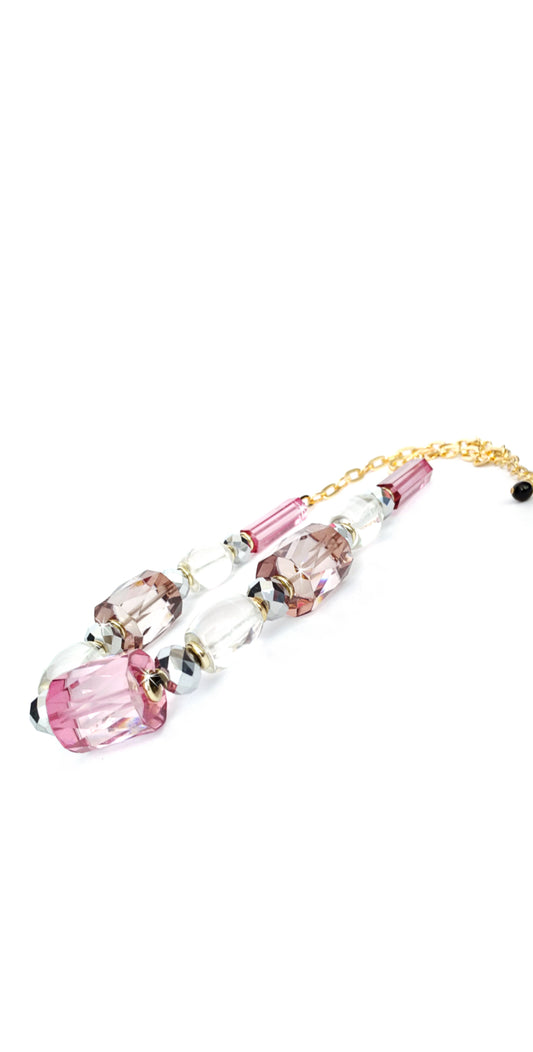 Crystal Barbell Pink Necklace
