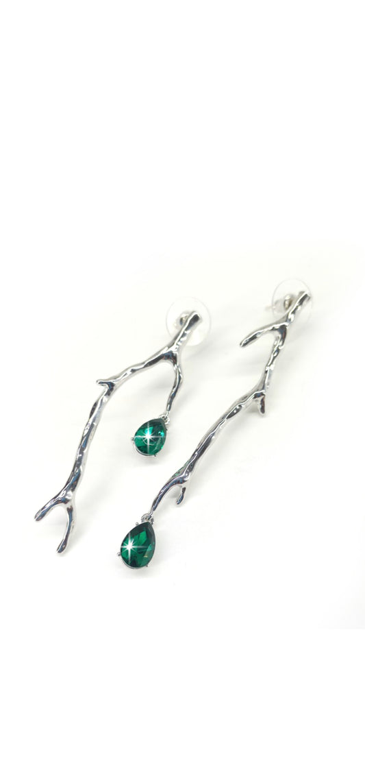 Green Crystal Branch Earring