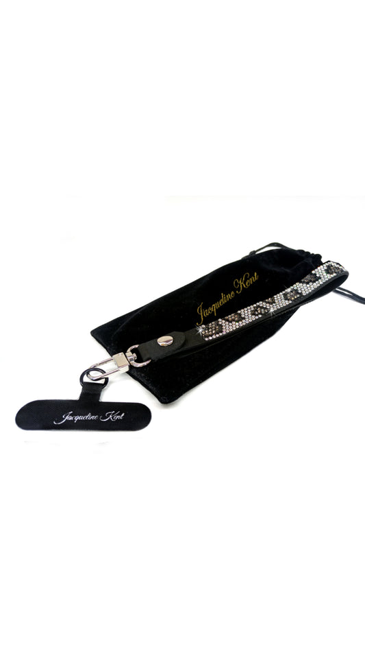 Crystal Wrist Lanyard for Phones & Tumblers - Snow Leopard