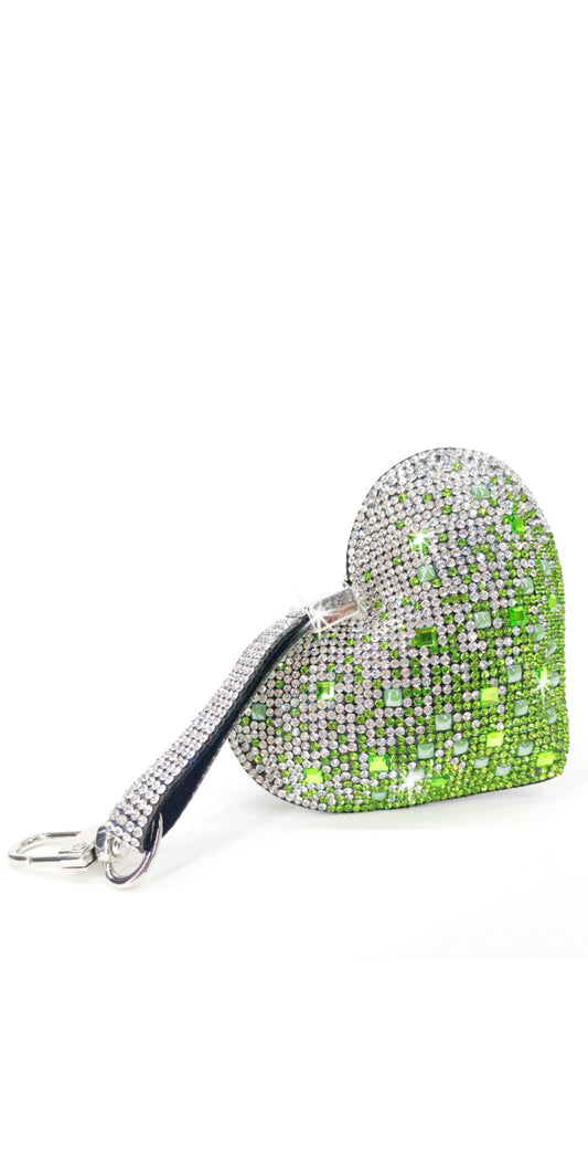 Crystal Bow Purse Charm - Green Ombre