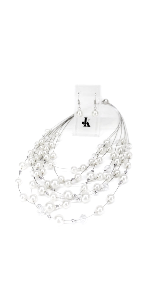 Pearl Multistrand Necklace & Earring Set