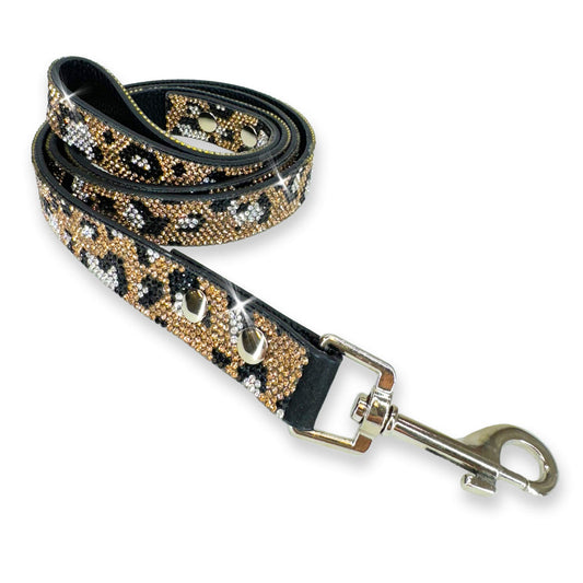 WILD LEOPARD LUX COLLECTION LEOPARD GOLD DOG LEASH