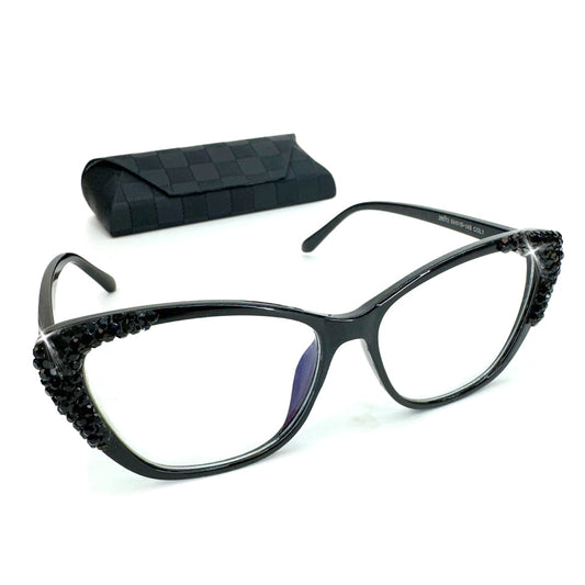 GLASSES CRYSTAL WING TIP BLACK 275