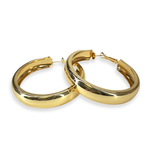 EARRING 50MM CHUNKY HOOP GOLD